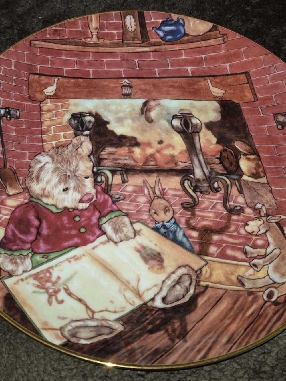 Vintage 1984 Lovable Teddies Plate Collection Fireside Friends Collector Plate